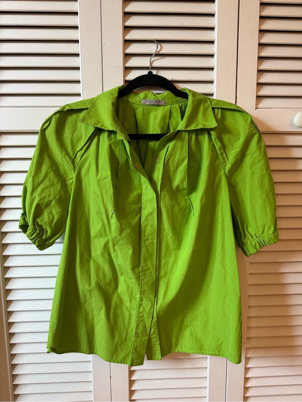 Bottega Veneta Lime Green Cotton Blouse Made in Italy